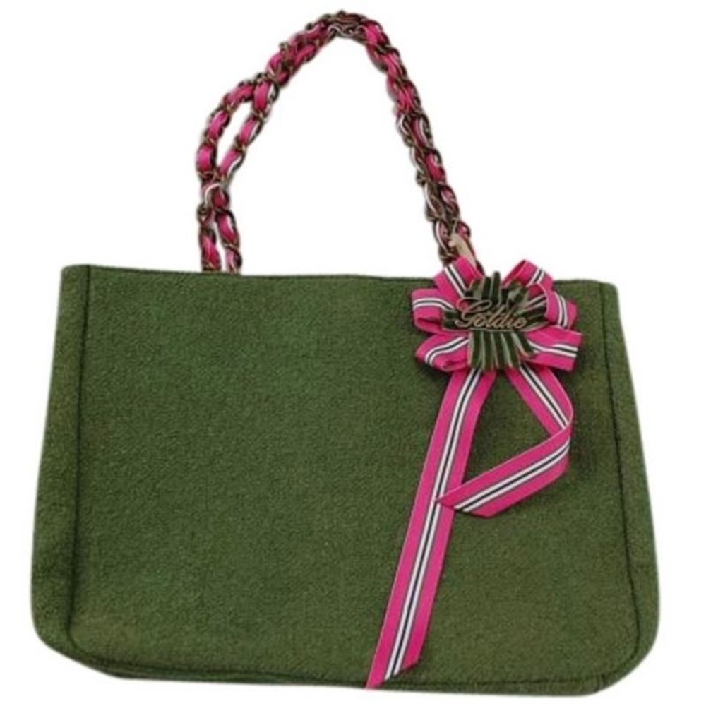 NWT Goldie Green Limited Edition Fabric Shoulder‎ Bag Tote Pink Bow